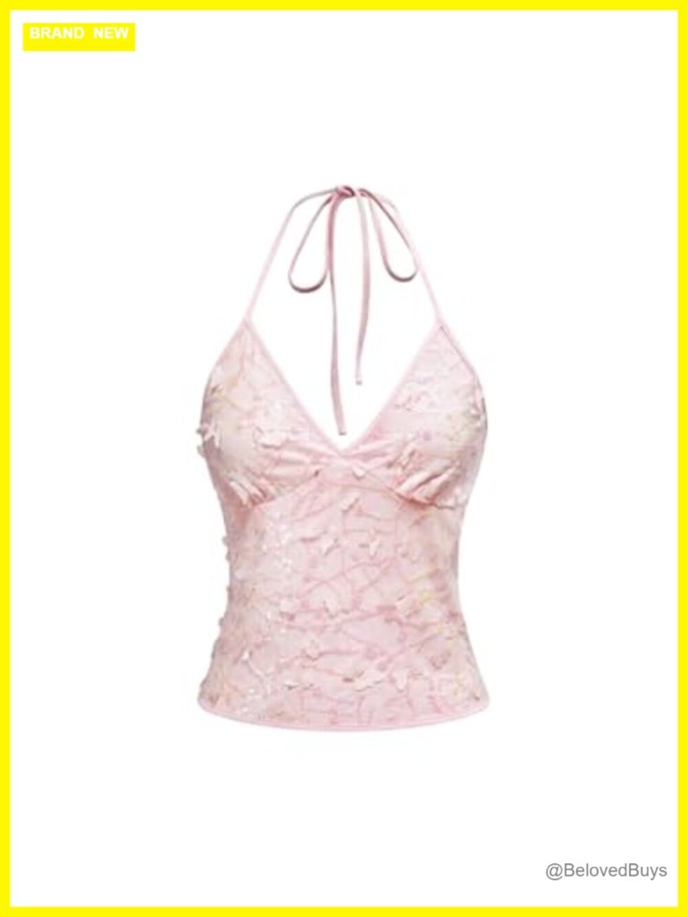 Sequin Halter Crop Top Sleeveless Y2K Butterfly Shirt Sparkly Party